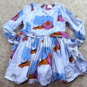 Morley Blue Animal‎ Print Elephant Lion Circus Viscose Dress Long Sleeve Size 3